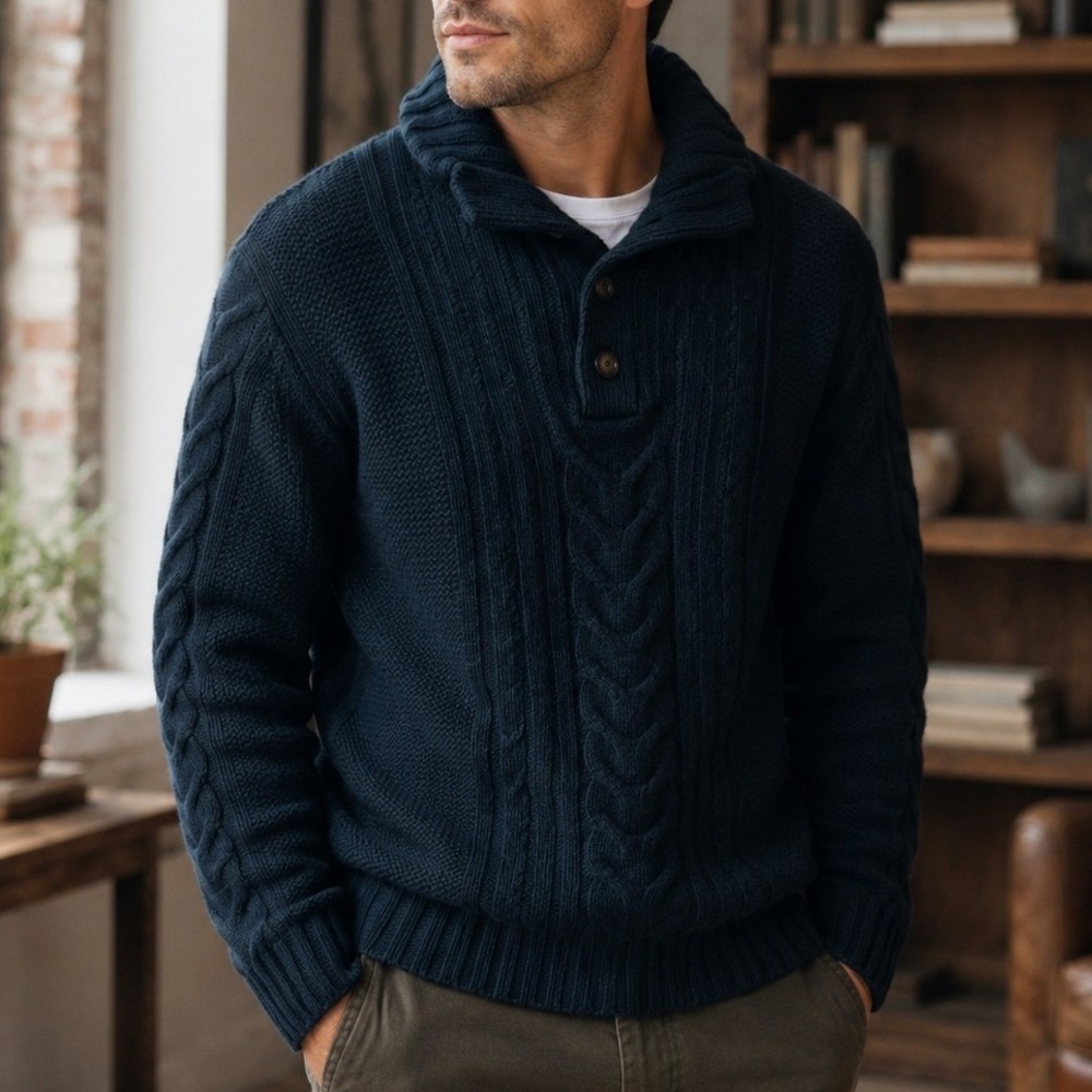 NWT Banana Republic Mens Green Italian Merino Wool Cable Knit Sweater Large